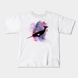 Watercolor Narwhal with heart Kids T-Shirt